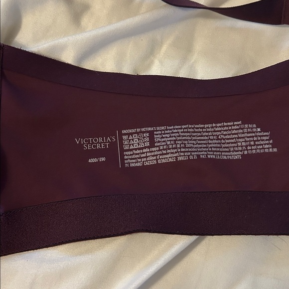 Victoria Secret Purple Zip-Front Sports Bra- size 40DD- wore twice - Picture 3 of 3